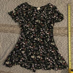 Urban Renewal Vintage Fabric Moody Romper - Black grounded Floral - XS